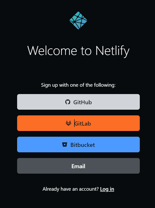 Netlify | Sign up種類の選択