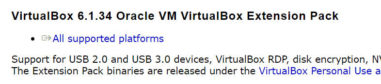 Virtual Box | Extension Packのダウンロード